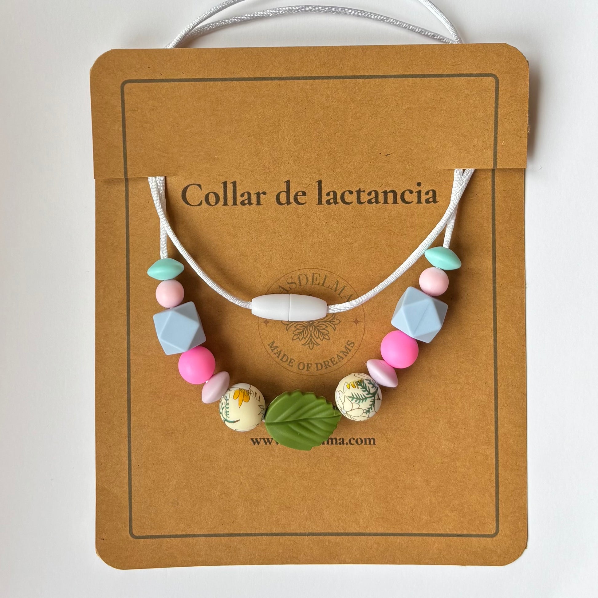 Collar de lactancia diseño Hoja con tarjeta Rasdelma – presentación del producto