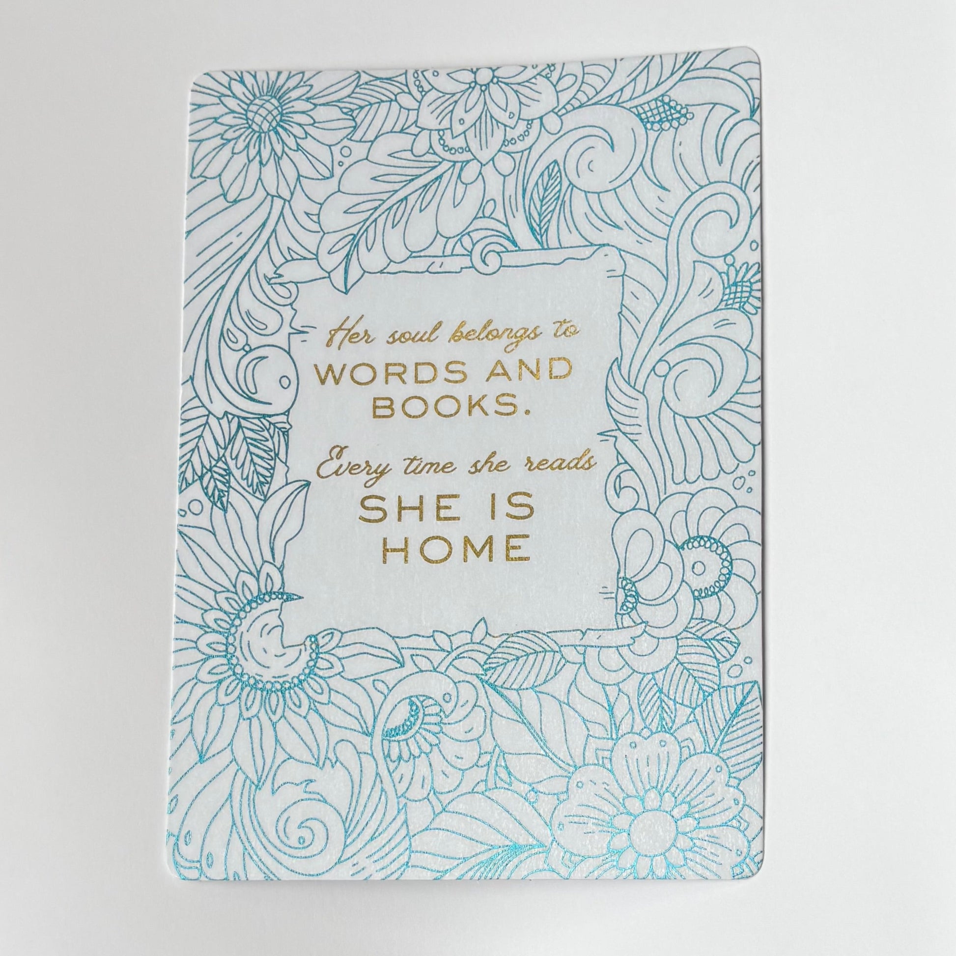 Insert decorativo para eReader en foil azul con efecto de luz – colección Frases que acompañan Rasdelma