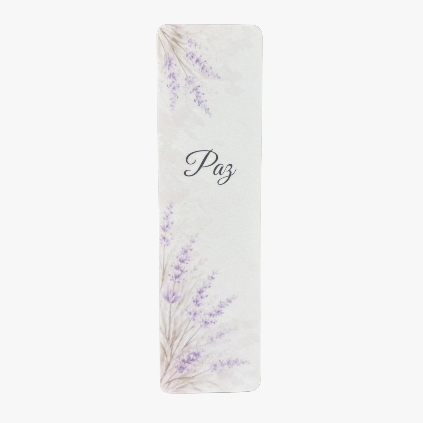 Marcapáginas personalizado con nombre con ilustración de lavanda de Rasdelma.